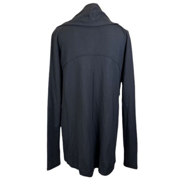 Lululemon Coast Easy Wrap Black Jacket Asymmetric Zip Front Snap Hoodie Size 8 - Picture 7 of 14